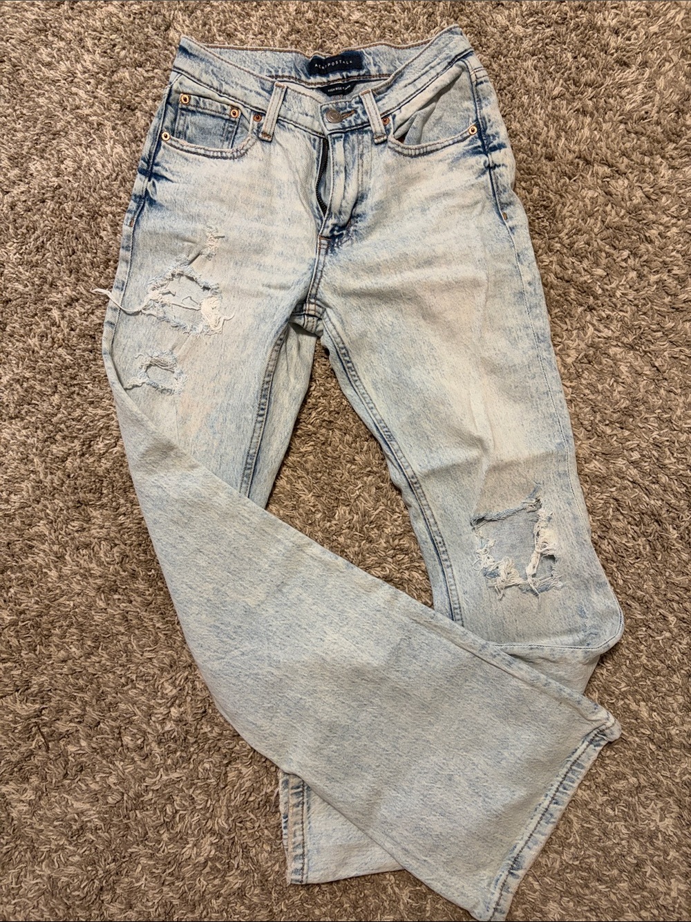 Aeropostale Light Blue Distressed High Rise Flare Jeans